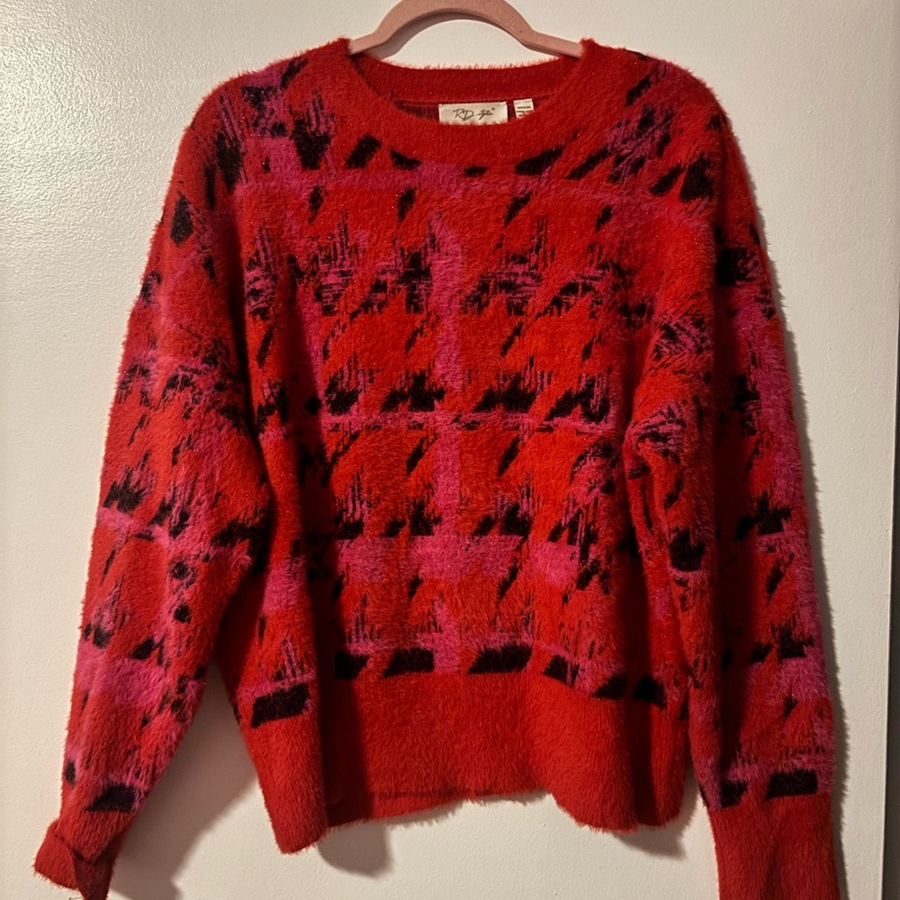 RD Style Vibrant Red and Pink Sweater